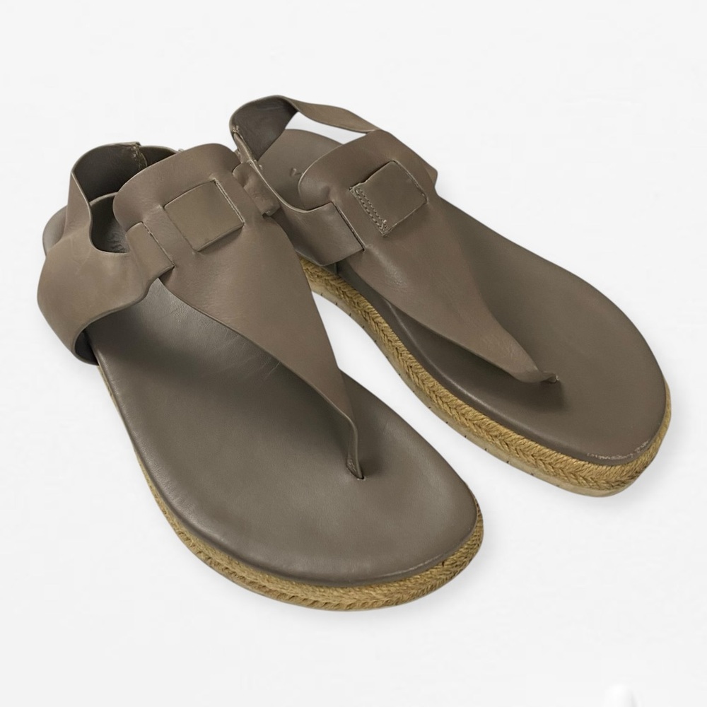 Vince Flint Leather Espadrille Thong Sandal, Women's Tan Beige Sandals 8.5M - Picture 2 of 10